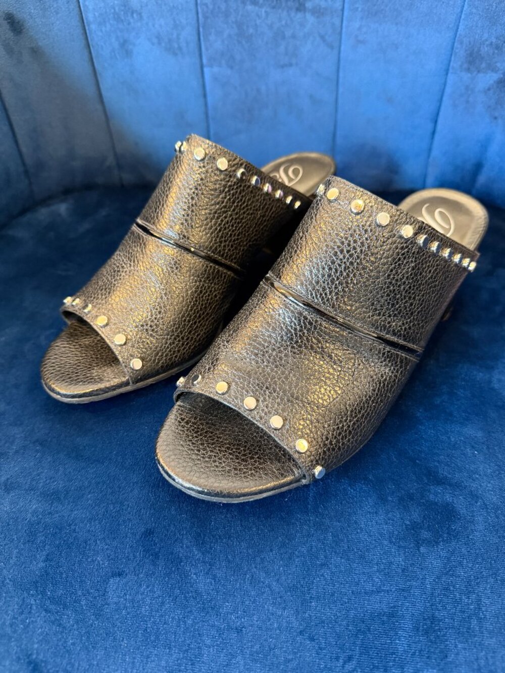 Brighton Black Leather Studded Mules Very Good Condition Size 8.5M